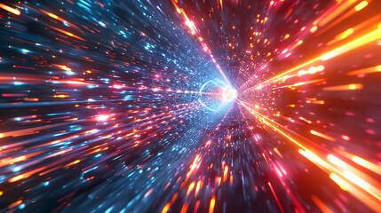 Fototapeta premium Abstract flight in space hyper jump 3d illustration