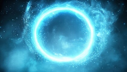 Celestial Ring Glowing Energy Orb in Cosmic Nebula Abstract Space Background