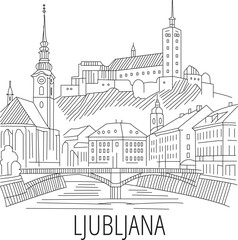 Ljubljana City Line Draw Simple Minimalist 