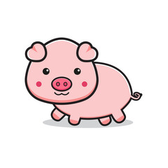 Cute pig mascot character cartoon icon illustration