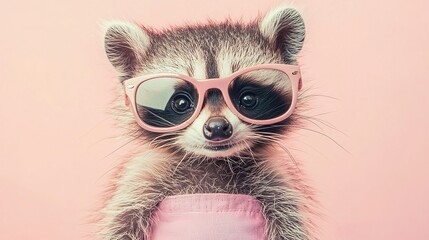 Cute Raccoon in Pink Sunglasses