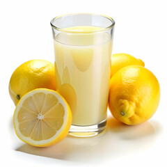 lemon juice glass with white back ground