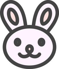 カラー動物の単品アイコン　ウサギ
