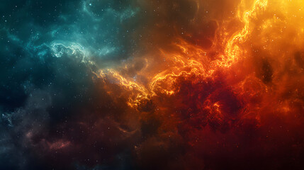 Fototapeta premium Abstract illustration, Colorful space galaxy cloud nebula. Stary night cosmos. Universe science astronomy. Supernova background wallpaper. Contrasting heaven and hell concept art