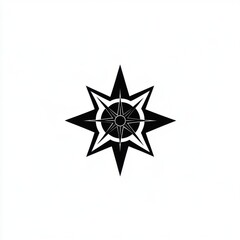 Obraz premium A striking black and white compass rose with intricate star design.