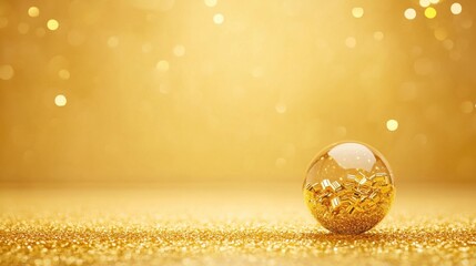 Golden wealth concept reflective sphere golden environment abstract photography vibrant setting close-up perspective luxury symbolism