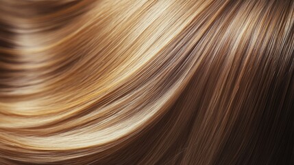 An elegant hairstyle featuring glossy, straight hair with a perfect center part, reflecting subtle shine and smoothness.