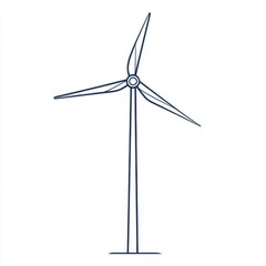 Minimalist wind turbine illustration on a white background, showcasing clean energy technology.