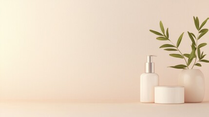 Serene Beauty Haven: Warm Clinical Texture Background for Beauty Products Display