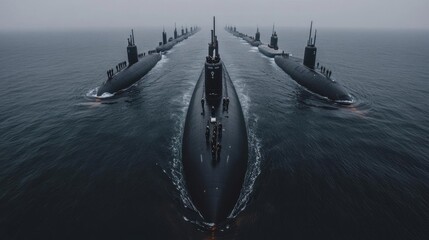 Submarine in a naval fleet formation