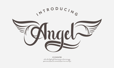 Luxury wedding alphabet number and letter font. elegant classic Typography lettering serif fonts, decorative vintage retro concept. vector illustration
