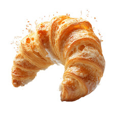 Delicious golden brown croissant bakery food Transparent Background.