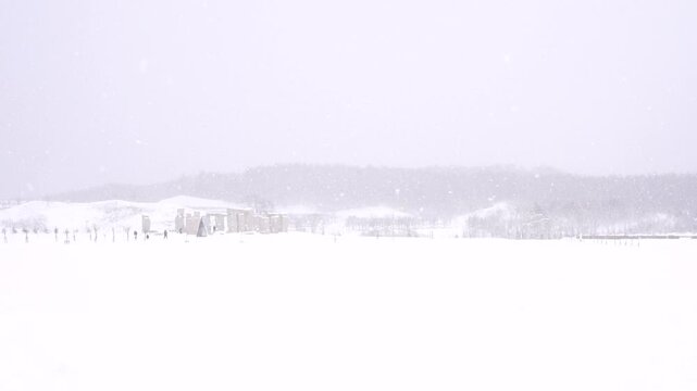 Winter landscape season with snow fog on mountain at Sapporo Hokkaido Japan