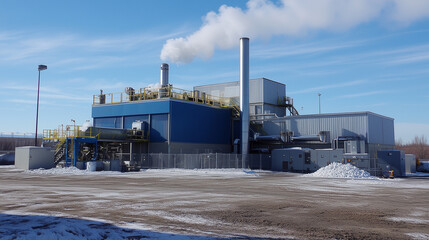 Obraz premium Operational Waste-to-Energy Facility Featuring Renewable Energy Machinery and Sustainable Power Solutions