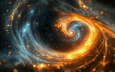 Obraz premium particles swirl into luminous, dynamic glowing abstract visuals., Generative AI