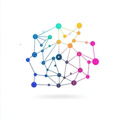 Abstract colorful network illustration with connected nodes and vibrant gradients.