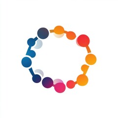 Abstract circular design featuring colorful nodes in gradient hues, conveying connection and creativity.