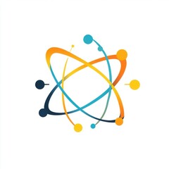 Abstract atomic design in vibrant colors representing science and innovation.