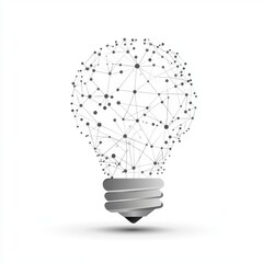 A digital light bulb with a network of lines and nodes, symbolizing creativity and innovation.