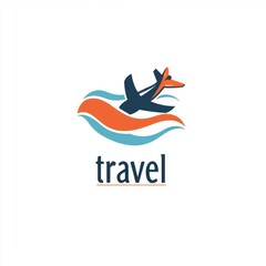Stylized airplane icon soaring over waves, symbolizing adventure and travel.