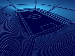 Blue image of a soccer field with a blue striped background © German Ovchinnikov