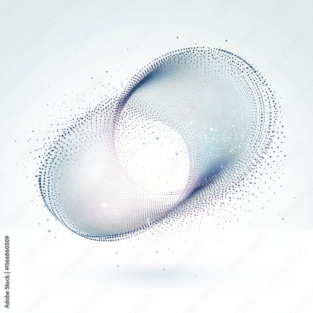 Poster abstract design featuring intricate dots forming a fluid shape in soft colors.