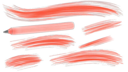 Colorful red art brush strokes on a white background
