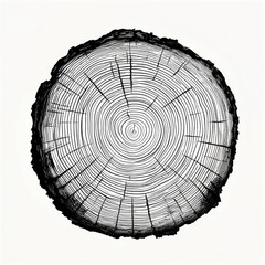 Close-up of a tree stump, showcasing intricate growth rings and natural textures in black and white.