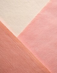 Fototapeta premium ピーチピンクとクリーム色の温かな和紙が、ざらついたテクスチャで優雅さと柔らかさを表現 