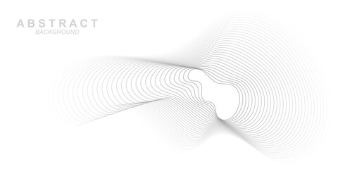 Technology abstract lines on white background. Undulate Grey Wave Swirl, frequency sound wave, twisted curve lines with blend effect. © VxGFX