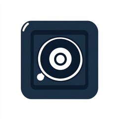 Stylized turntable icon, featuring a dark color palette for a modern, sleek appearance.