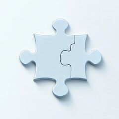 Obraz premium Close-up of two white puzzle pieces fitting together, symbolizing unity and problem-solving.
