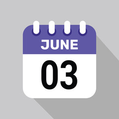 3 june calendar icon vector date graphic design