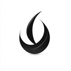Stylized black flame design featuring smooth curves and a dynamic shape.