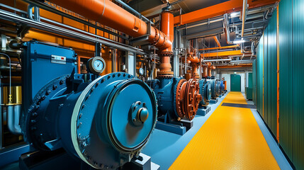 Fototapeta premium Operational Waste-to-Energy Facility Featuring Renewable Energy Machinery and Sustainable Power Solutions