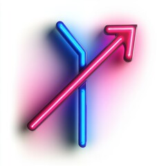 Obraz premium Neon directional arrows in vibrant pink and blue, symbolizing choices and opportunities.