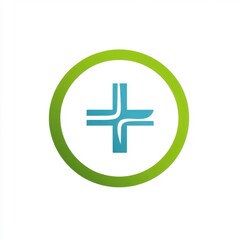 Obraz premium A modern healthcare symbol in blue and green, representing medical services and wellness.