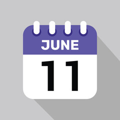 11 june calendar icon vector date graphic design