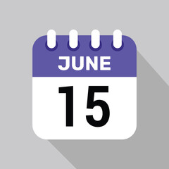 15 june calendar icon vector date graphic design