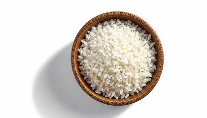 White Rice in Wooden Bowl