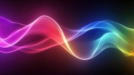 Naklejka premium Abstract Rainbow Waves Flowing Dark Background