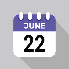 22 june calendar icon vector date graphic design