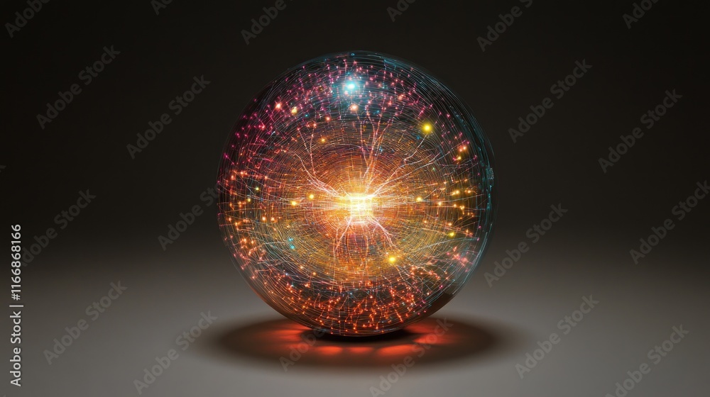 Poster Illuminated Orb Displays Intricate Network Of Light