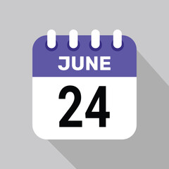 24 june calendar icon vector date graphic design