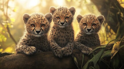 Obraz premium Jungle Cubs in Soft Light with Dynamic Angles