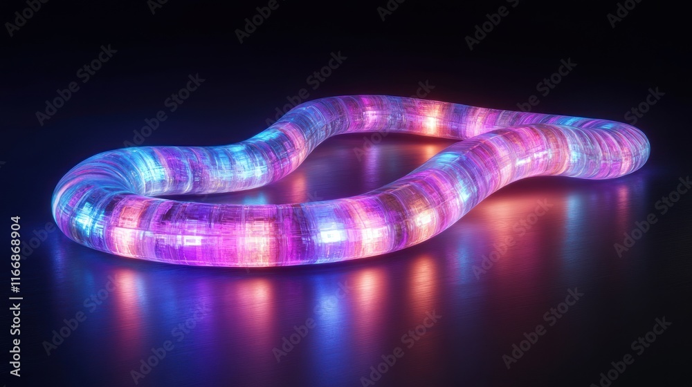 Poster illuminated tubular structure glowing with vivid colors