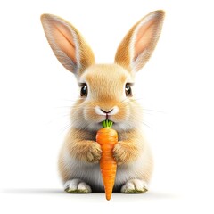 Obraz premium A charming, cartoonish baby bunny is depicted against a plain white background.