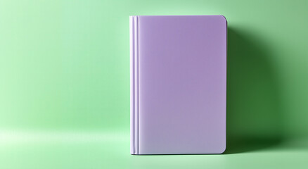 Closed purple notebook against a vibrant green background showcasing minimalism and elegance for organizing thoughts