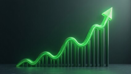 A glowing green arrow symbolizing financial growth and upward trends, perfect for economic or business-related concepts.