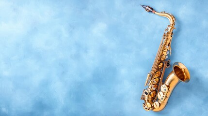 Naklejka premium A saxophone on a blue background